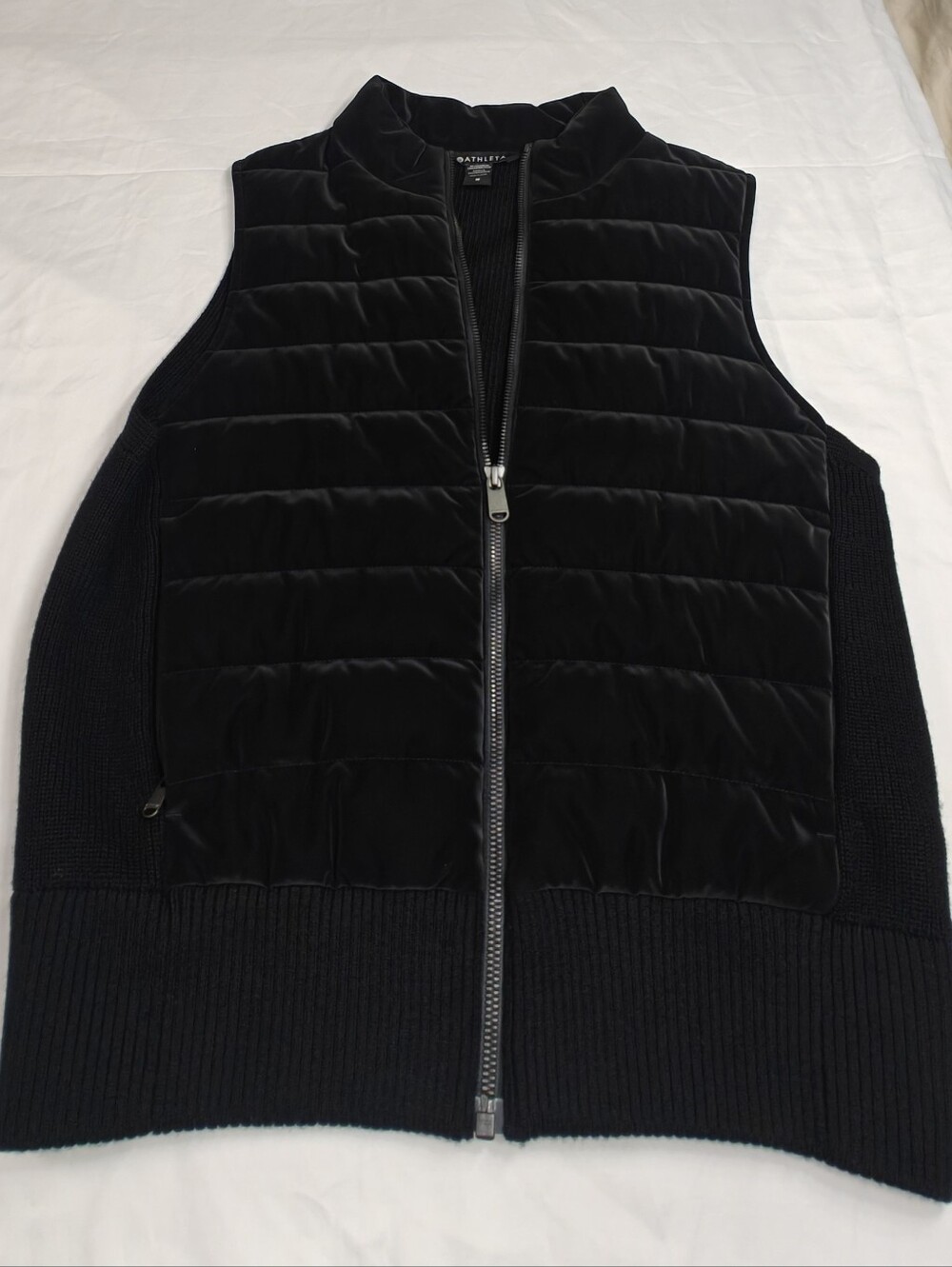 Athleta Woman's Black Quilted Zip-Up Vest